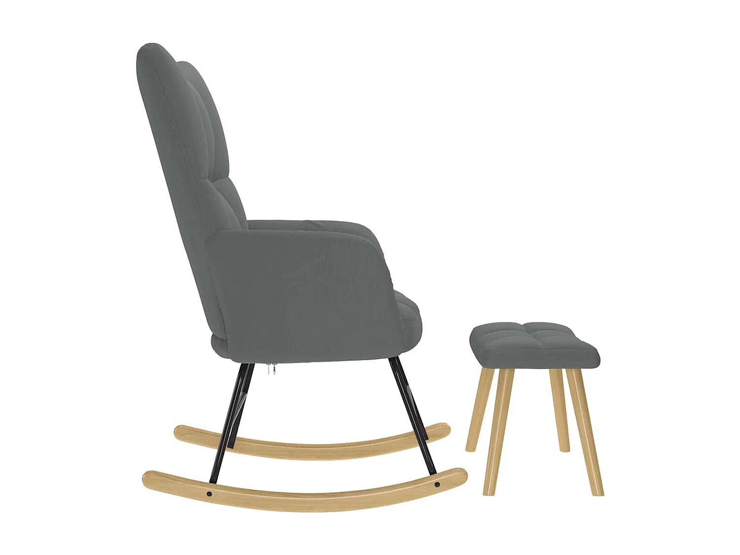 Chaise à bascule avec repose-pied Gris foncé Tissu