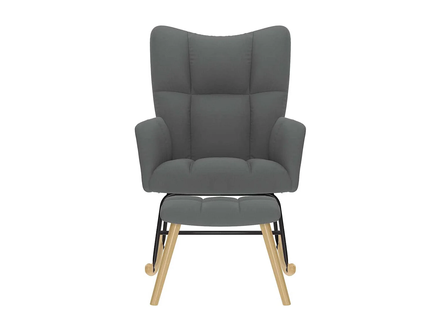 Sedia a dondolo con poggiapiedi Tessuto grigio scuro