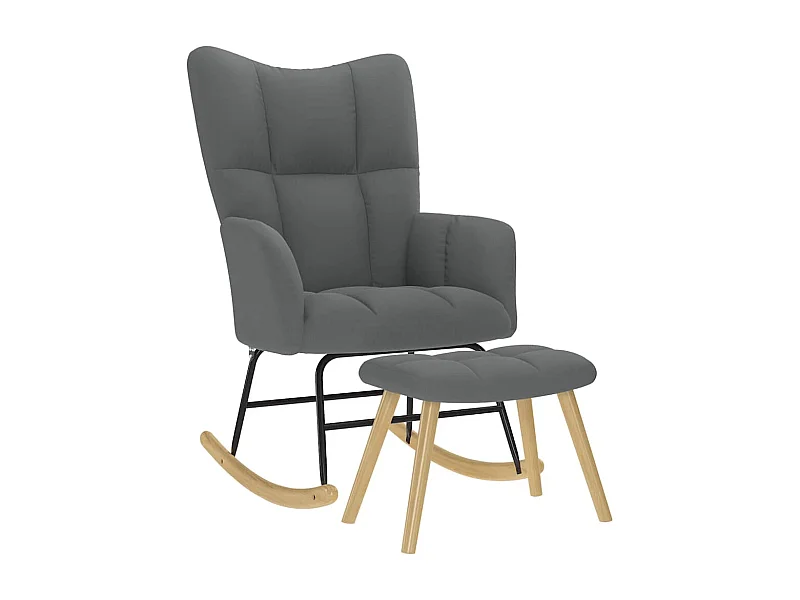 Chaise à bascule avec repose-pied Gris foncé Tissu