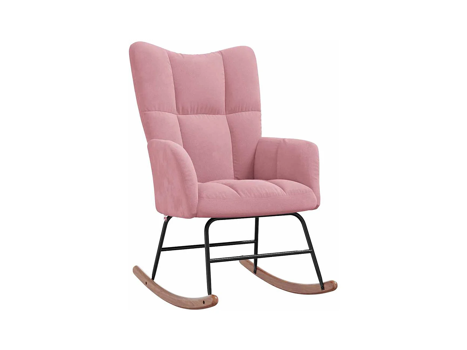 Sedia a dondolo in velluto rosa