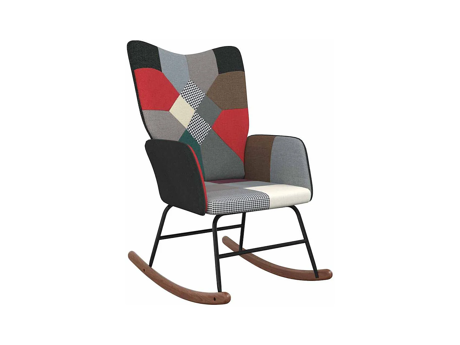 Sedia a dondolo in tessuto patchwork