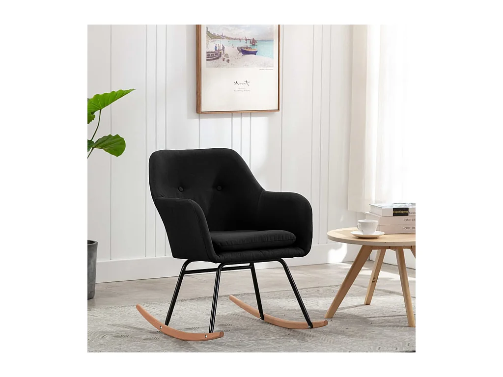 Schaukelstuhl aus schwarzem Stoff