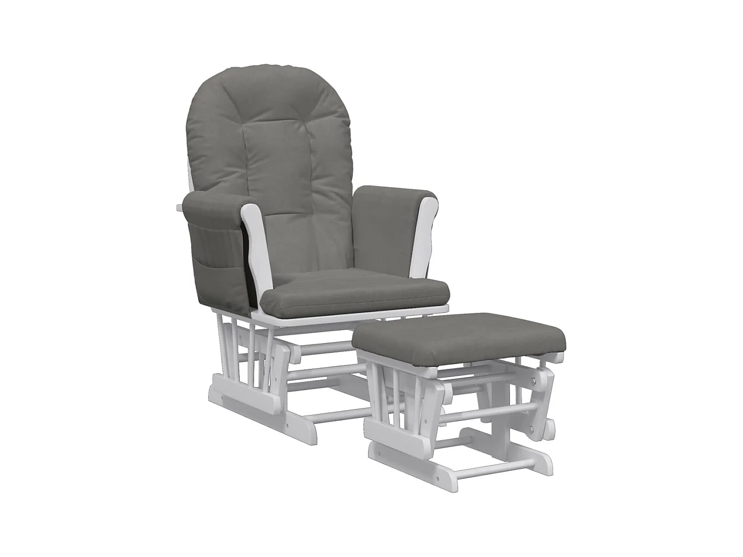 Mecedora con reposapiés Tela gris oscuro