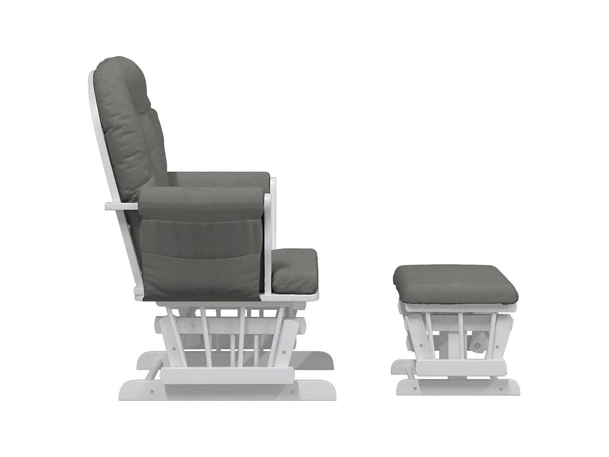 Schommelstoel met voetenbankje Donkergrijze stof