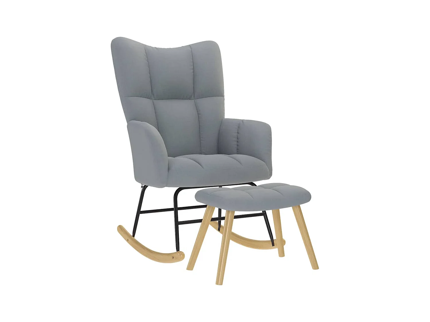 Schommelstoel met voetenbankje Lichtgrijze stof