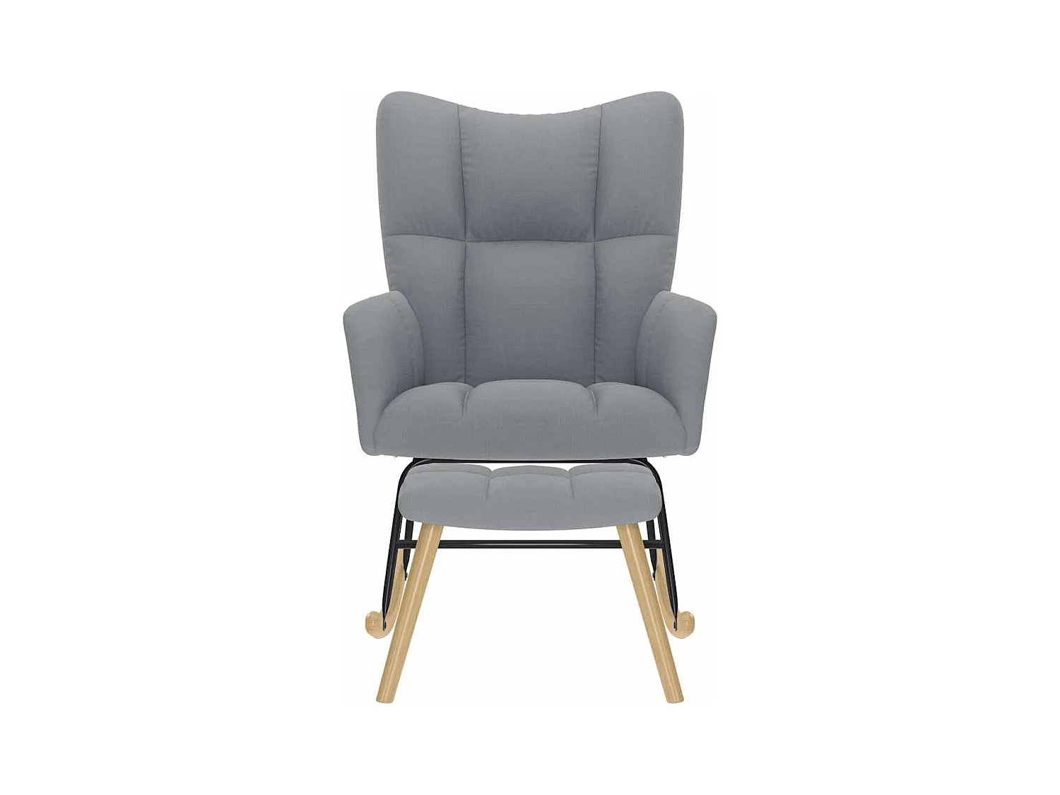 Schommelstoel met voetenbankje Lichtgrijze stof