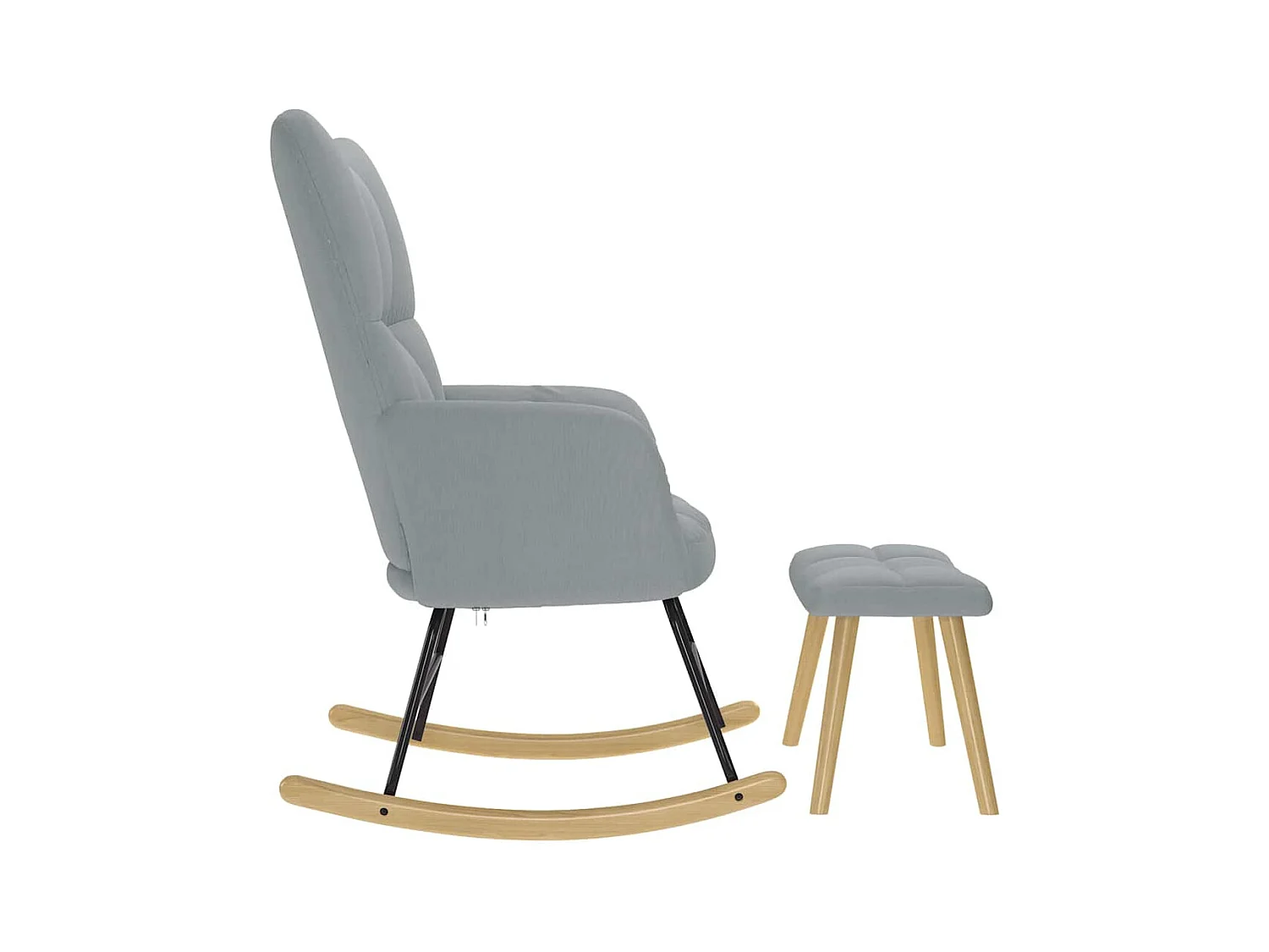 Chaise à bascule avec repose-pied Gris clair Tissu