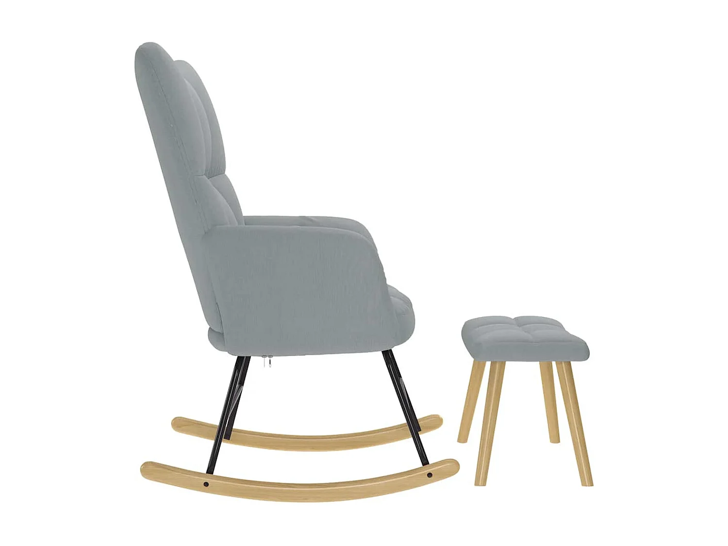 Sedia a dondolo con poggiapiedi Tessuto grigio chiaro