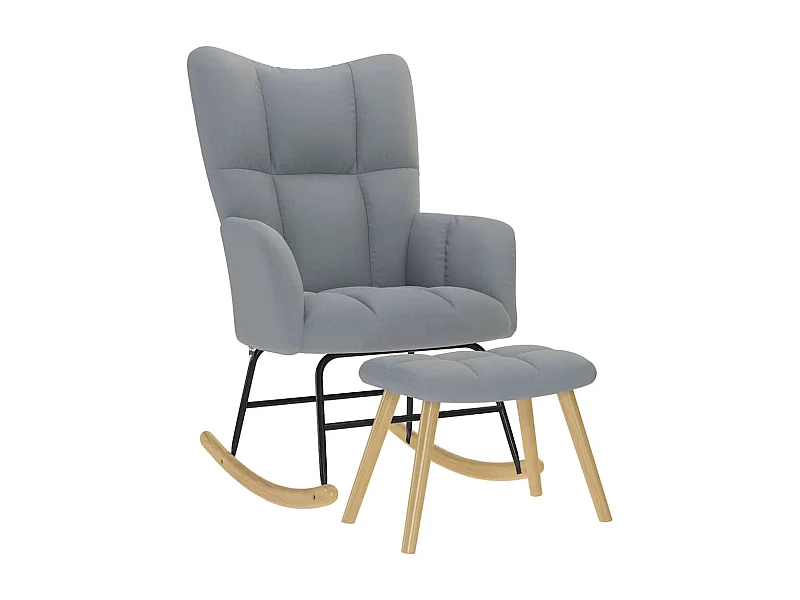 Chaise à bascule avec repose-pied Gris clair Tissu
