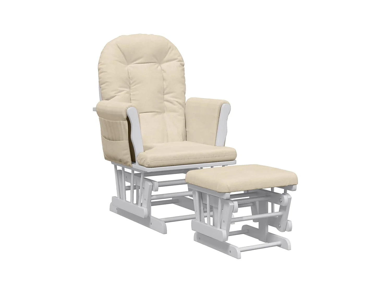 Sedia a dondolo con poggiapiedi Tessuto bianco crema