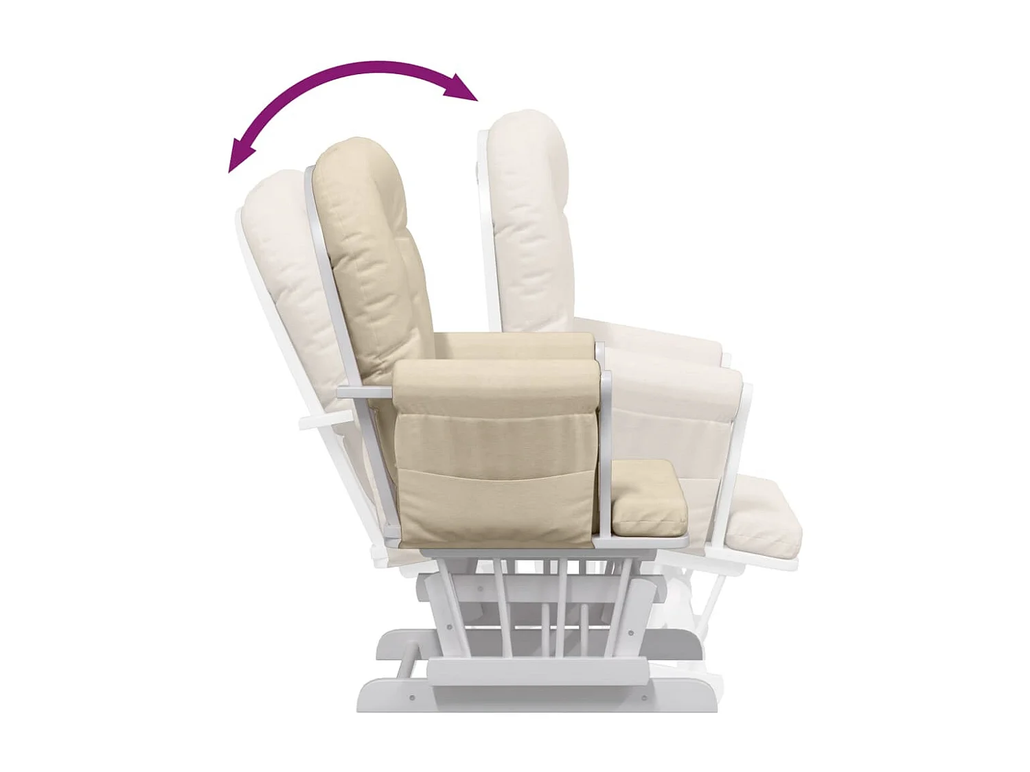 Sedia a dondolo con poggiapiedi Tessuto bianco crema