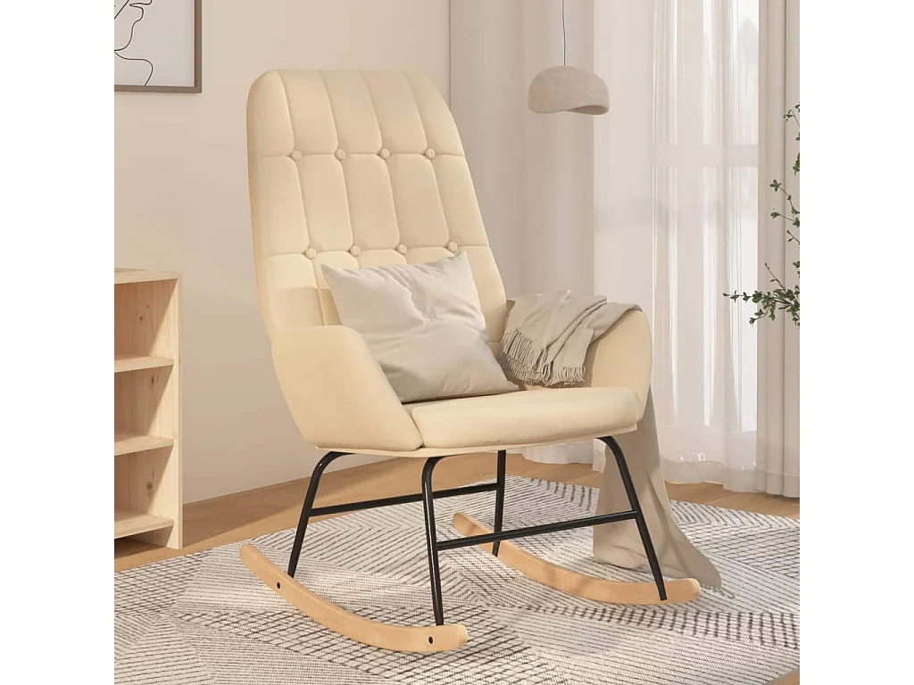 Sedia a dondolo in tessuto color crema