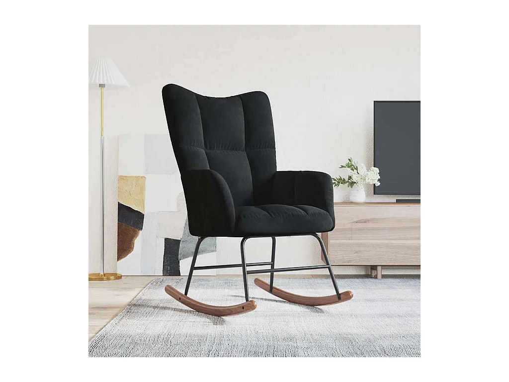 Schwarzer Schaukelstuhl aus Samt