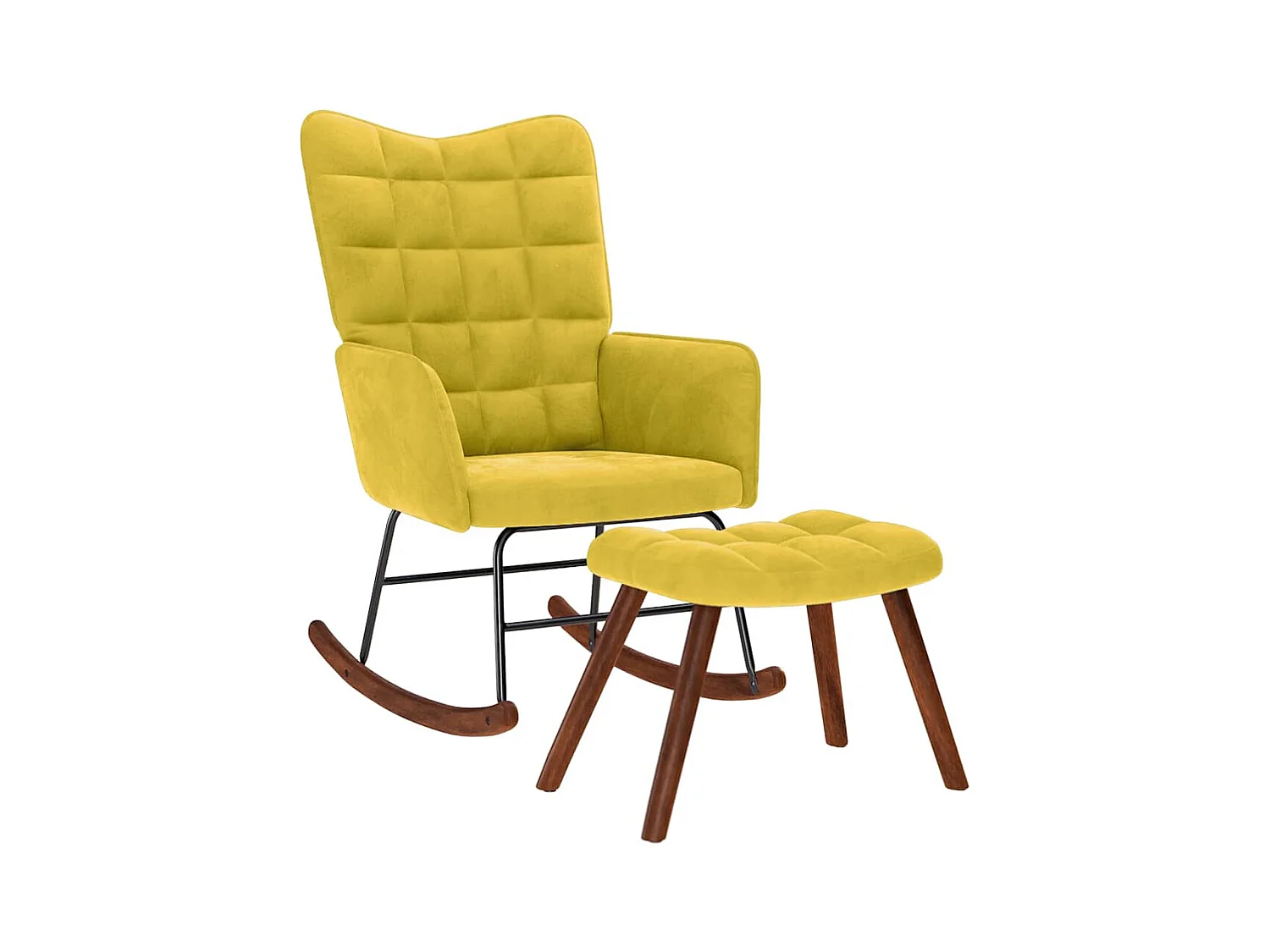 Chaise à bascule avec repose-pied jaune velours