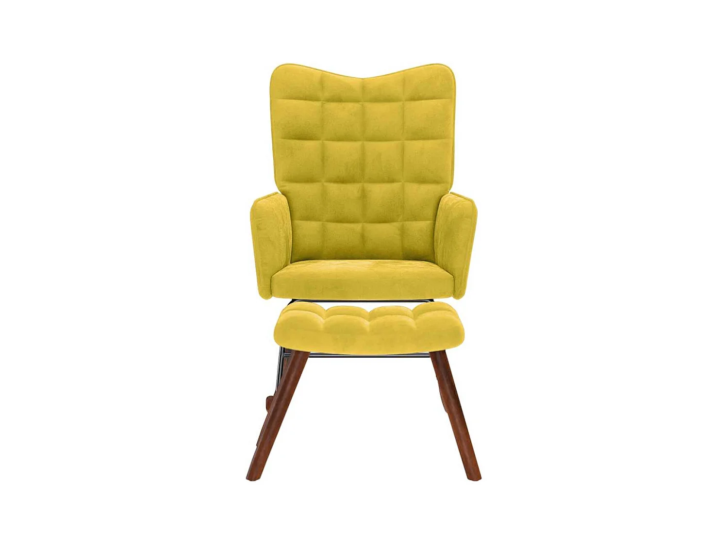 Chaise à bascule avec repose-pied jaune velours