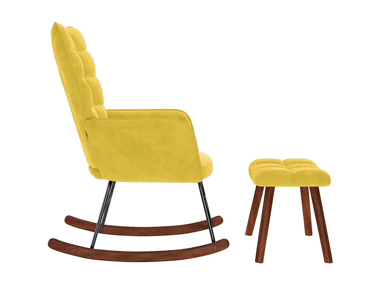 Chaise à bascule avec repose-pied jaune velours