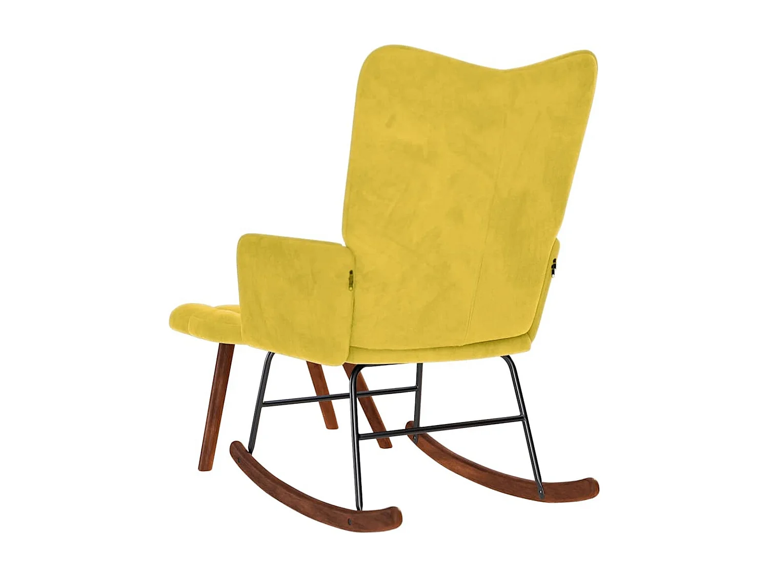 Chaise à bascule avec repose-pied jaune velours