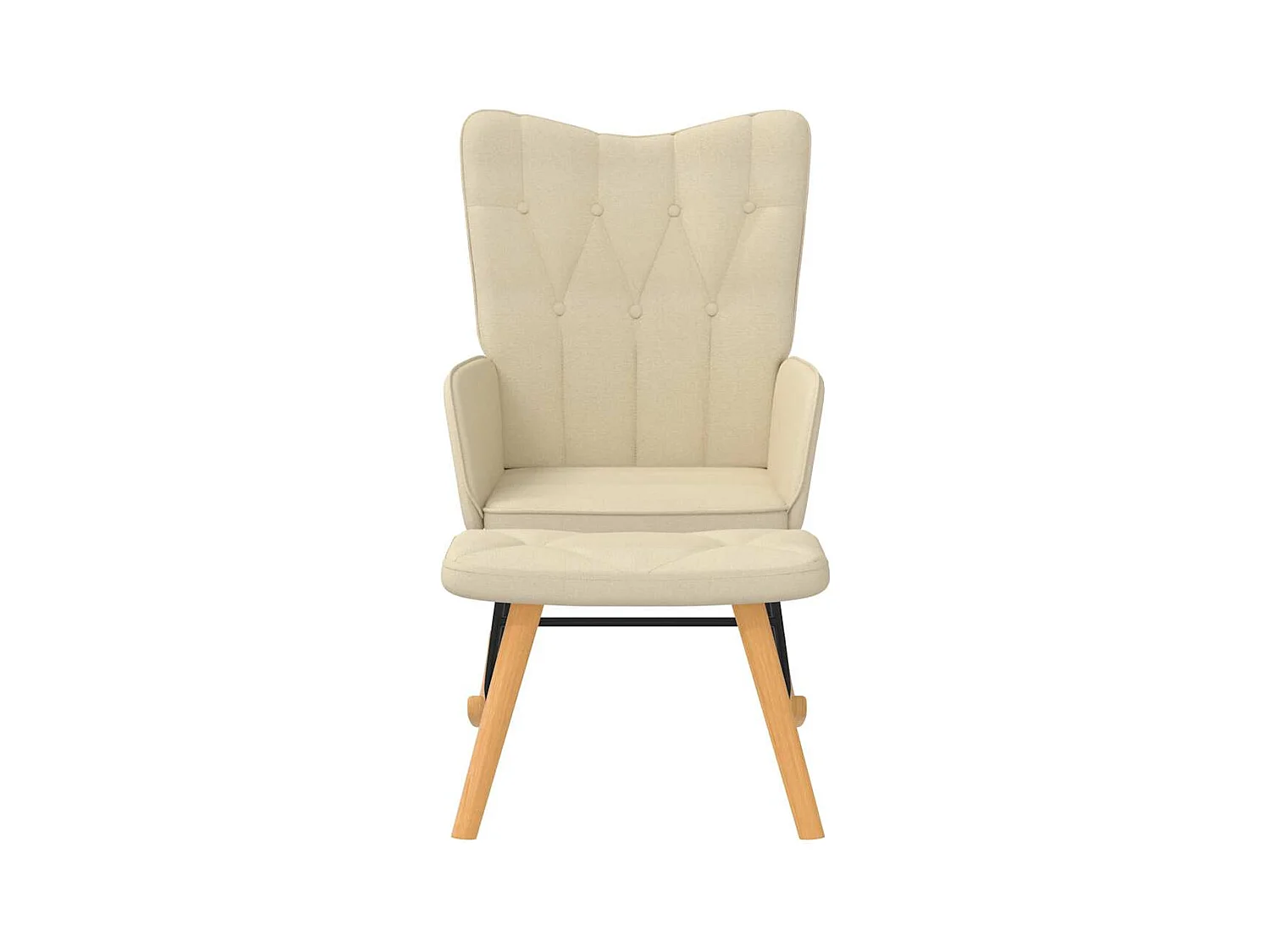 Sedia a dondolo con poggiapiedi Tessuto Crema