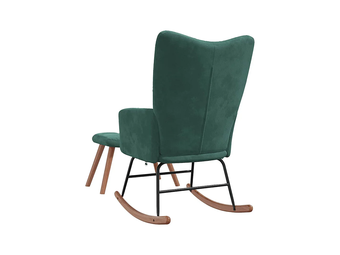 Mecedora con reposapiés Terciopelo verde oscuro