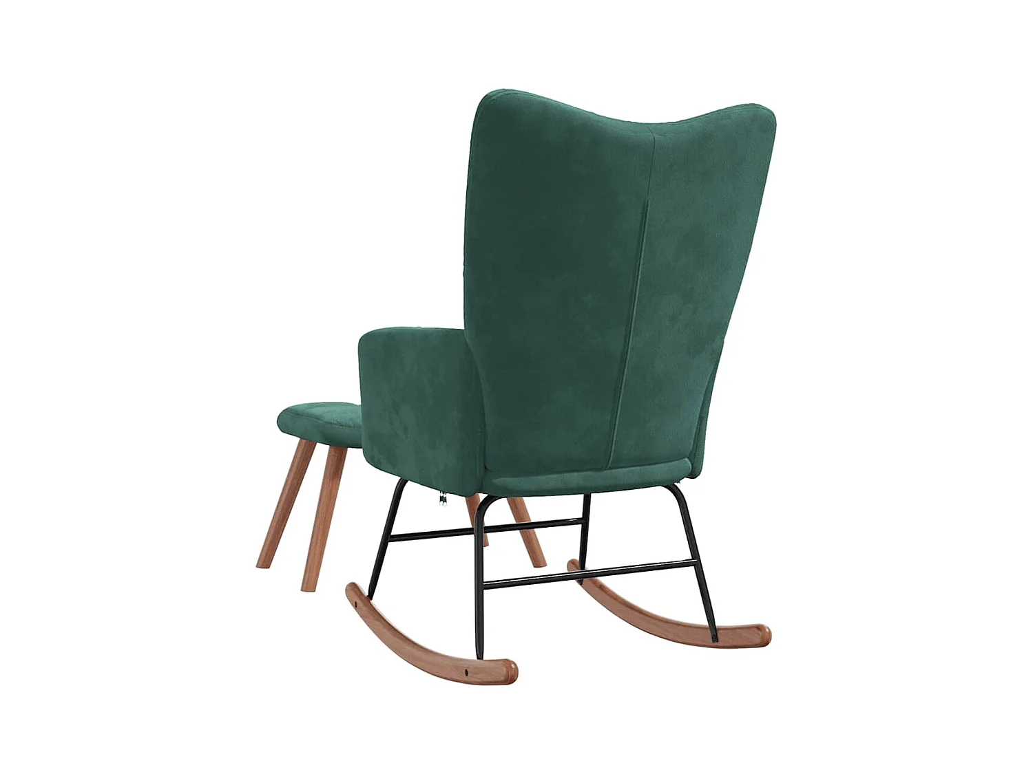 Mecedora con reposapiés Terciopelo verde oscuro