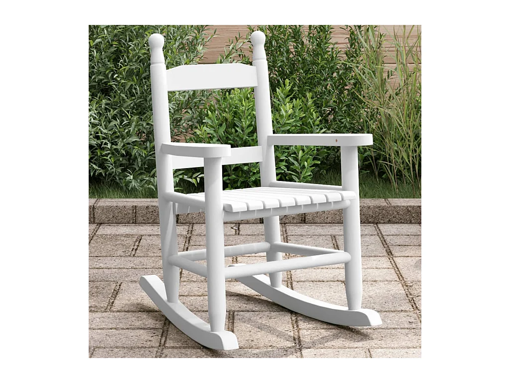 Sedia a dondolo per bambini in legno massello di pioppo bianco