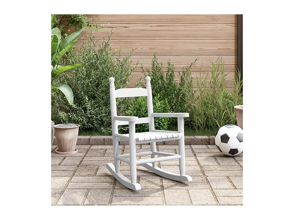 Chaise à bascule enfants blanc bois de peuplier massif