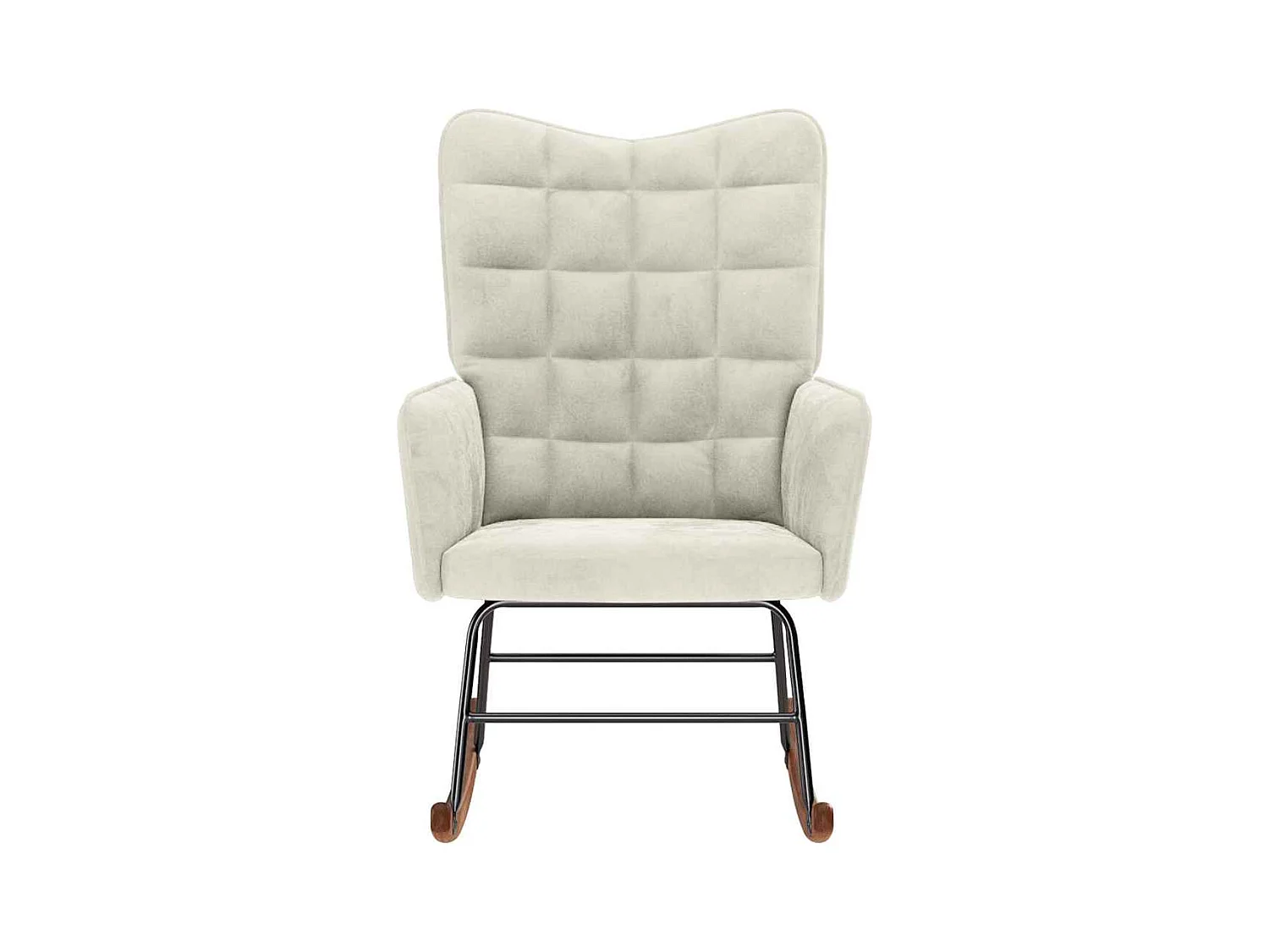 Sedia a dondolo in velluto color crema