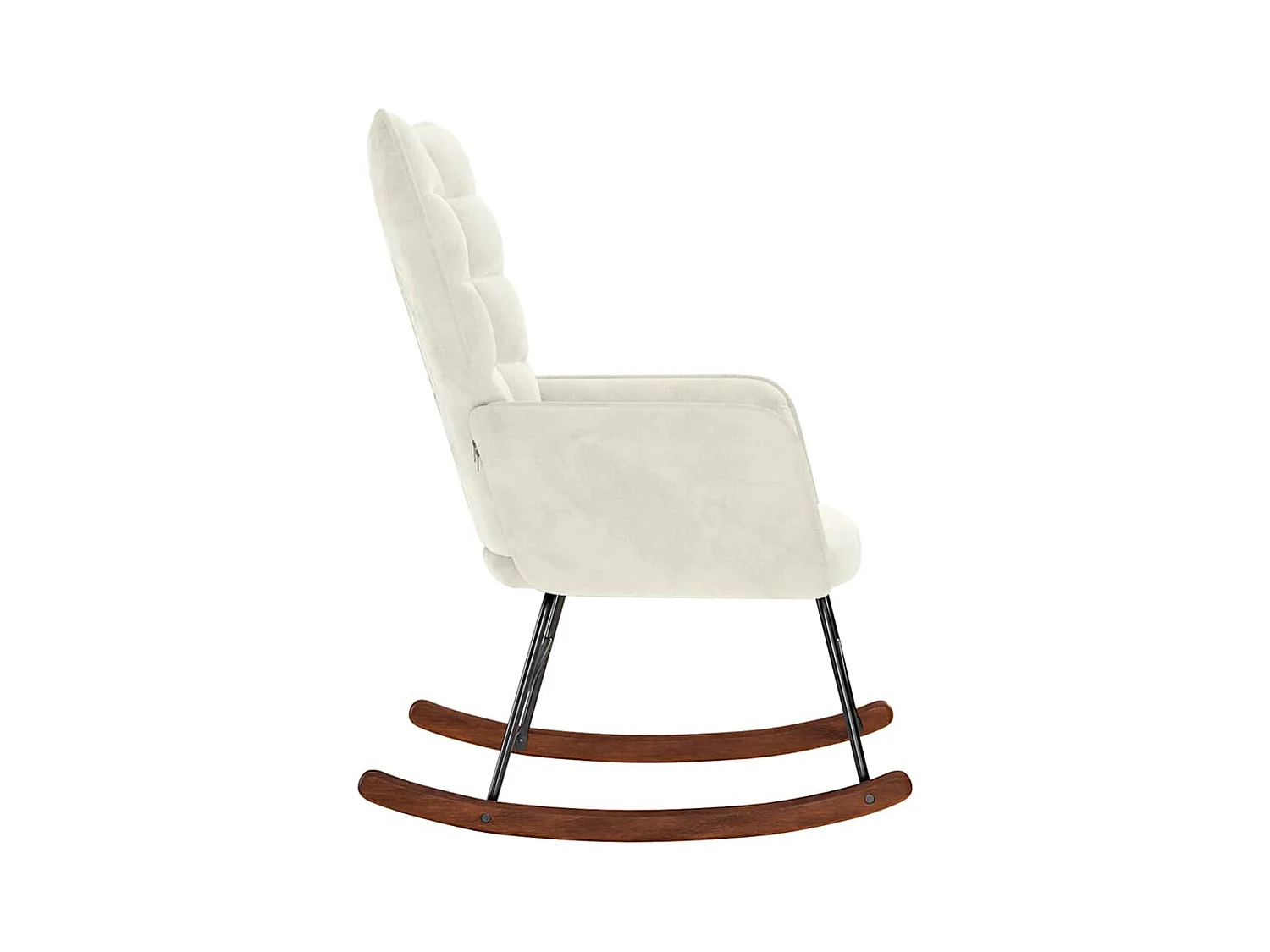 Sedia a dondolo in velluto color crema