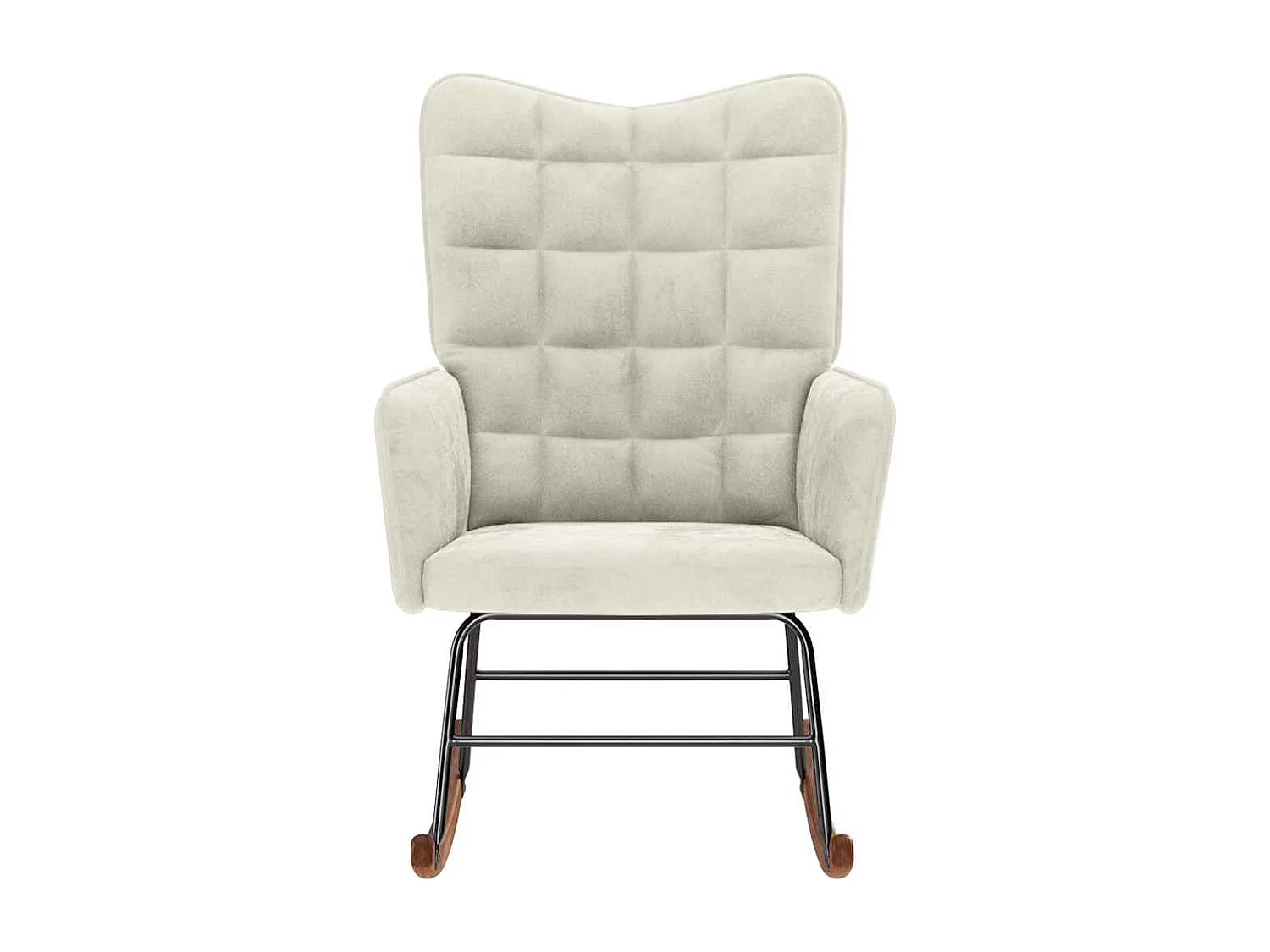 Sedia a dondolo in velluto color crema