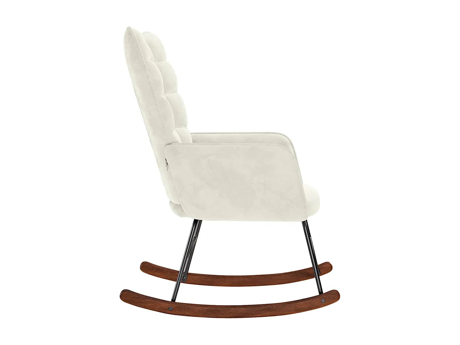 Sedia a dondolo in velluto color crema