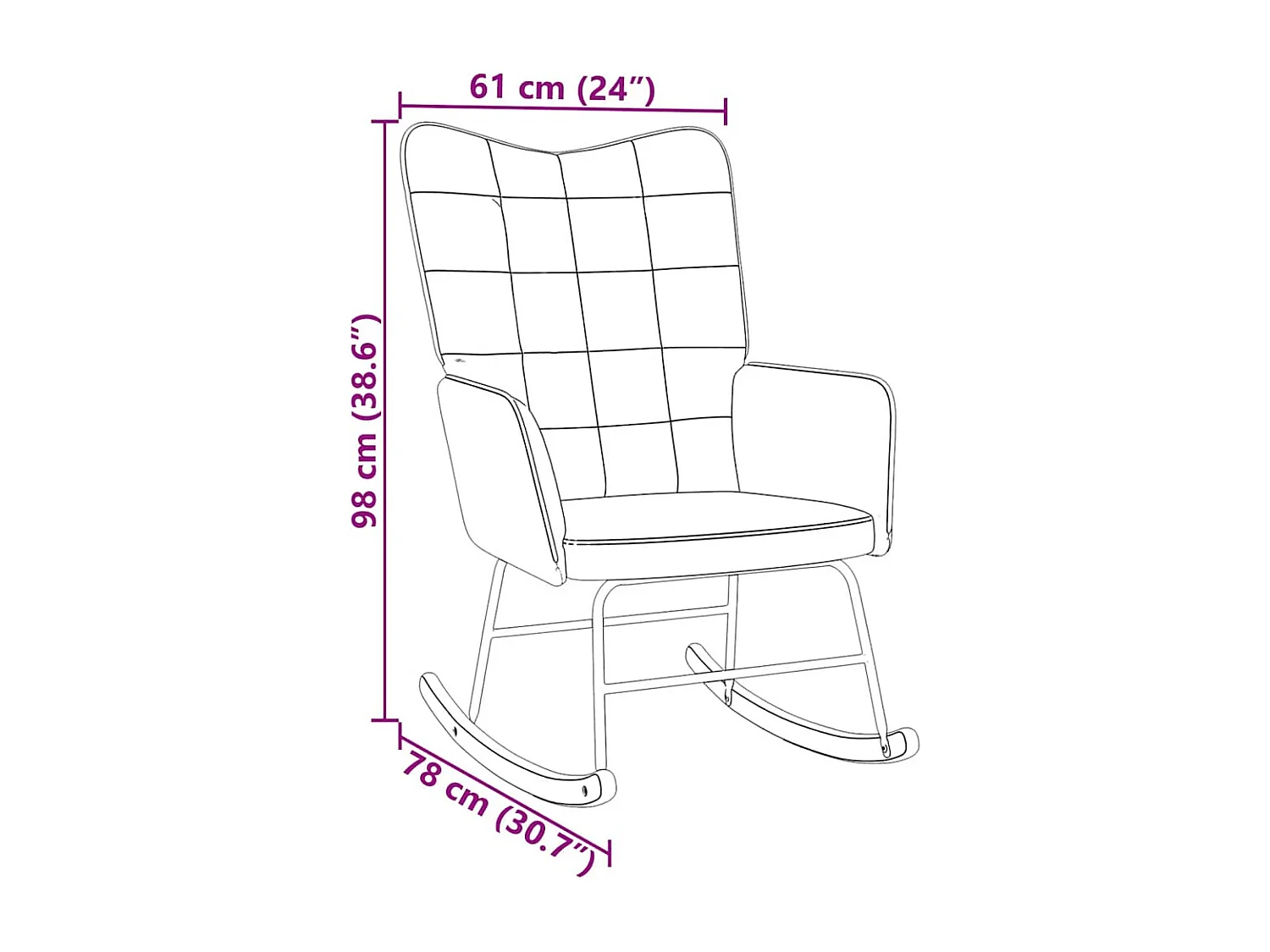 Sedia a dondolo in velluto color crema