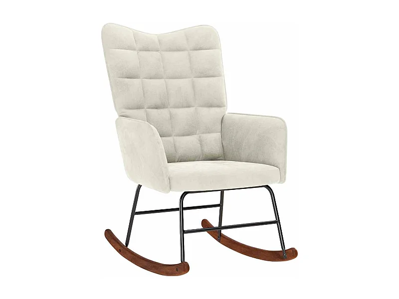 Schaukelstuhl aus cremefarbenem Samt