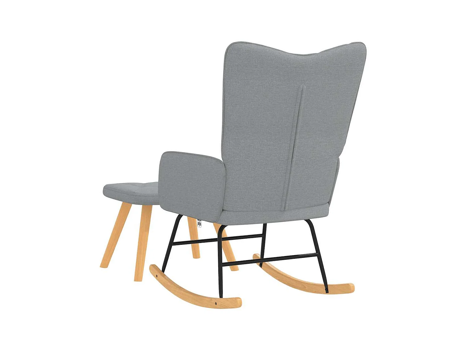 Mecedora con taburete Tela gris claro
