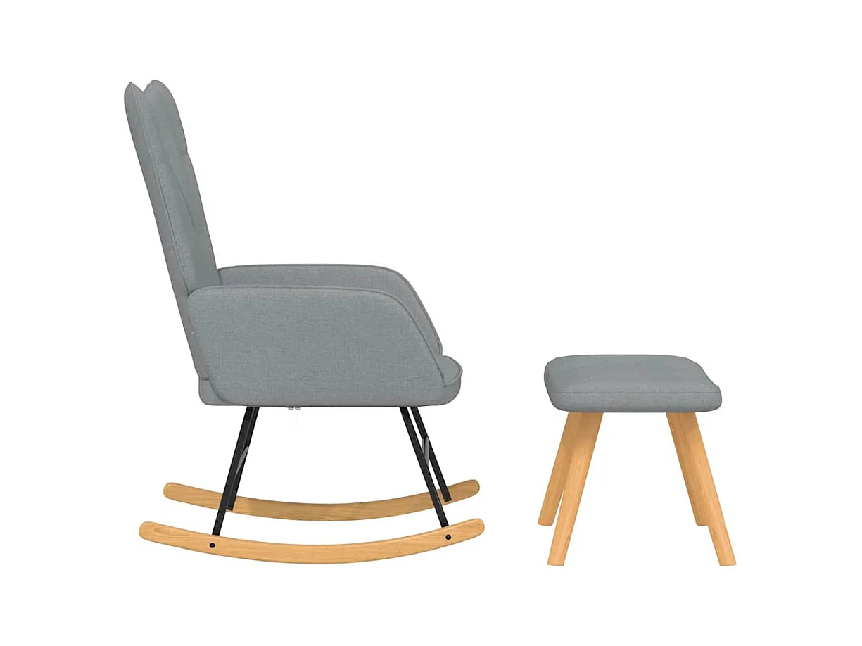 Schommelstoel met kruk Lichtgrijze stof