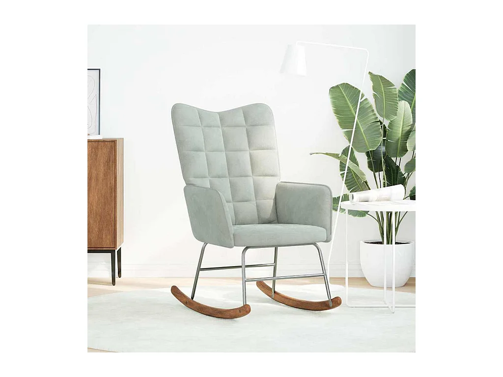 Mecedora Terciopelo Gris Claro