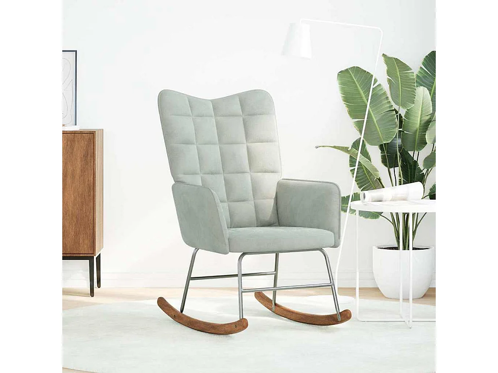 Mecedora Terciopelo Gris Claro