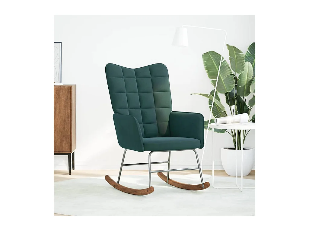 Chaise à bascule Vert foncé Velours