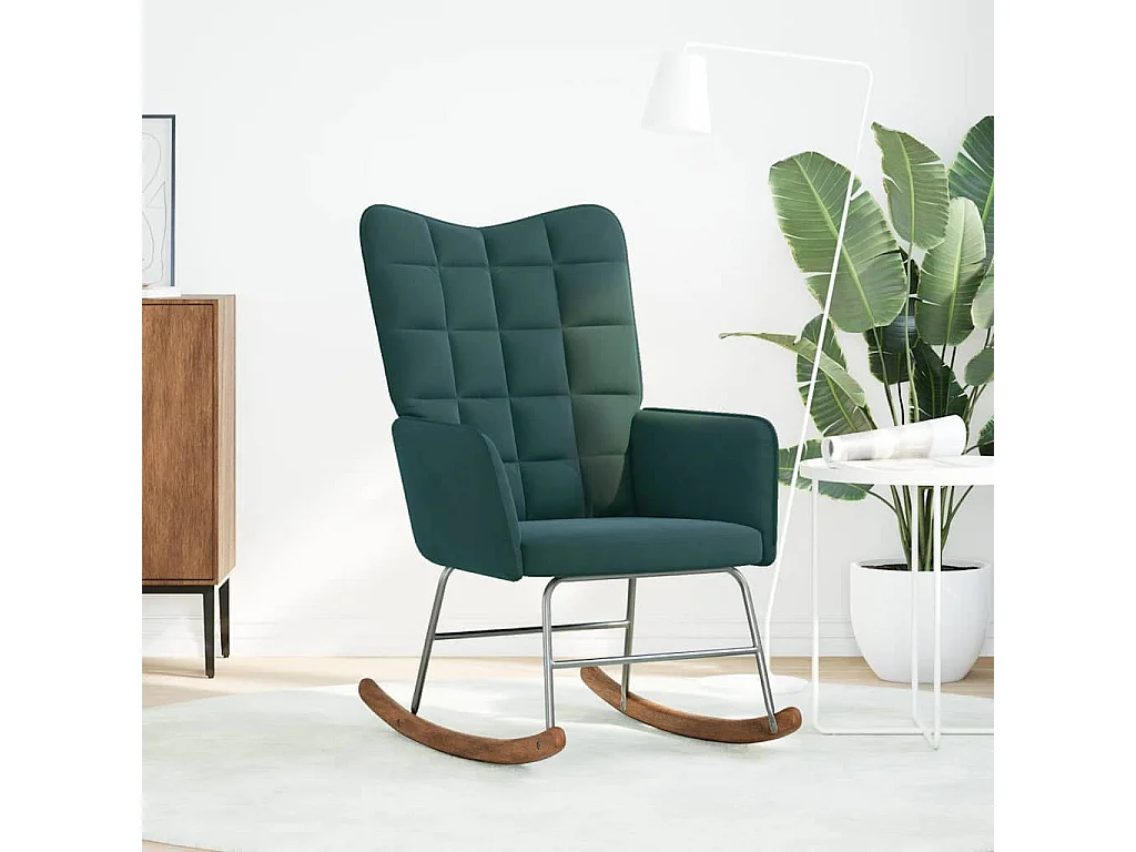 Chaise à bascule Vert foncé Velours