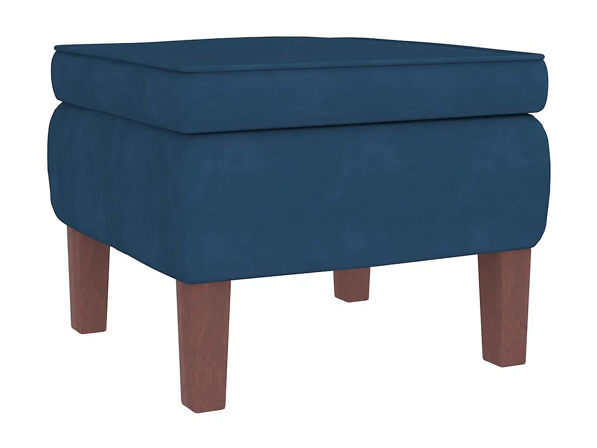 Schaukelstuhl mit Holzbeinen und Hocker Blue Velvet