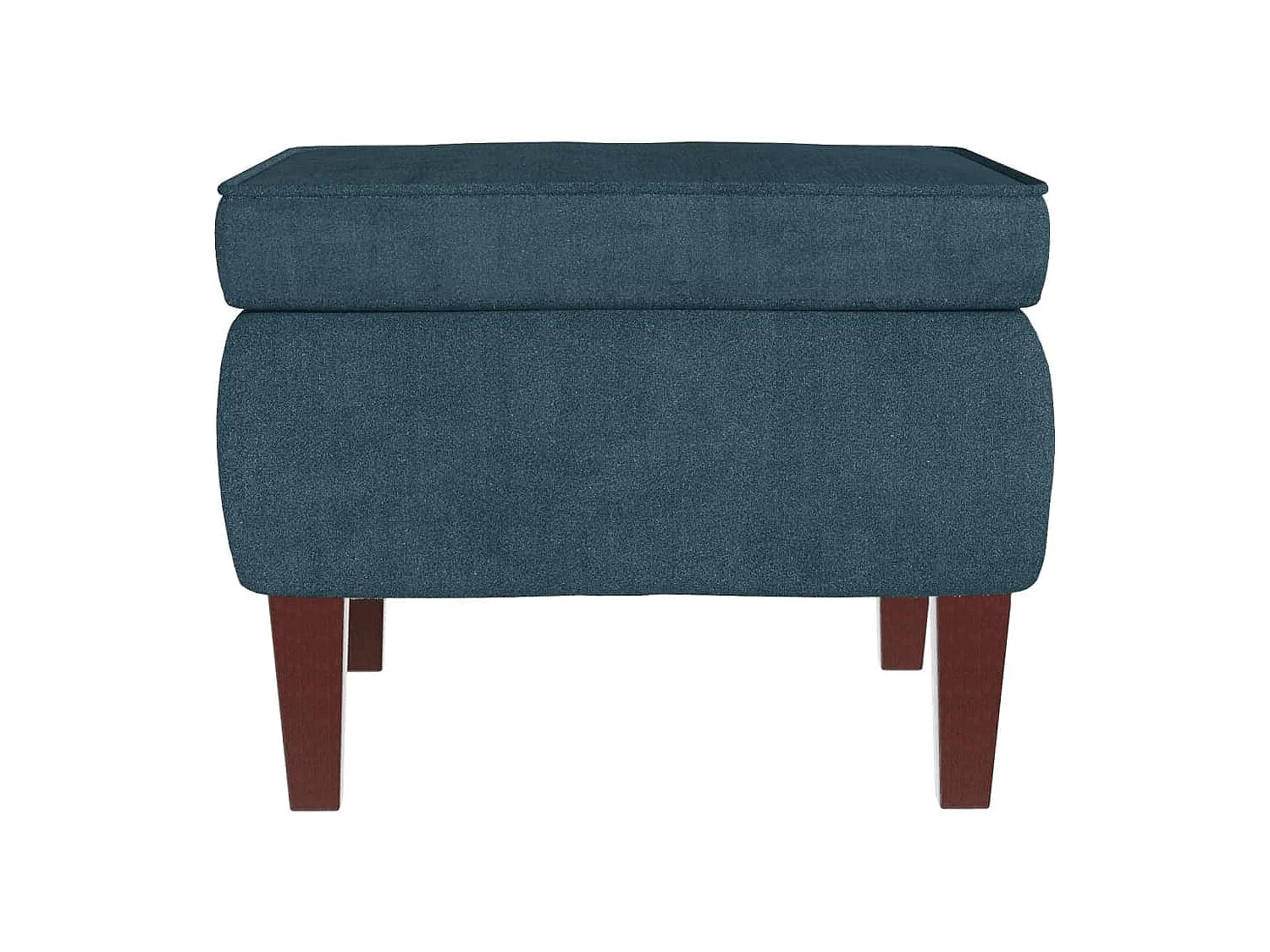 Schommelstoel met houten poten en krukje Blauw Fluweel