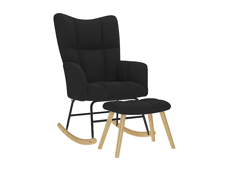 Schommelstoel met voetenbankje Zwarte stof