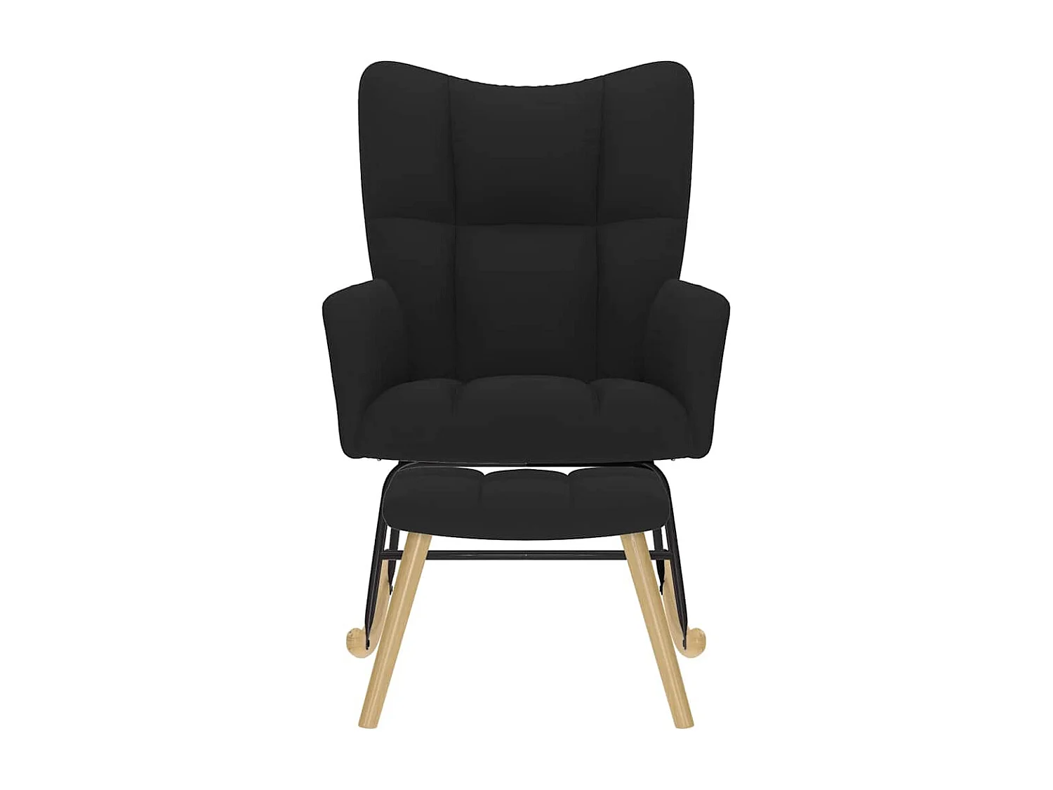 Chaise à bascule avec repose-pied Noir Tissu