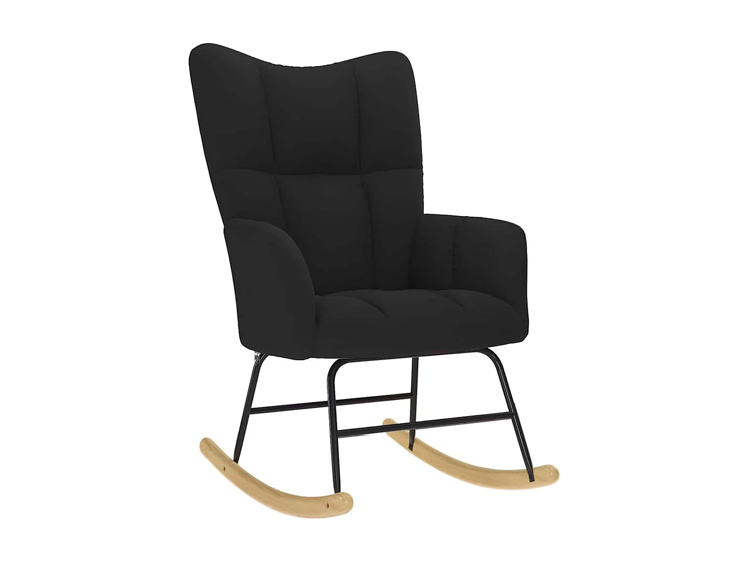 Schommelstoel met voetenbankje Zwarte stof
