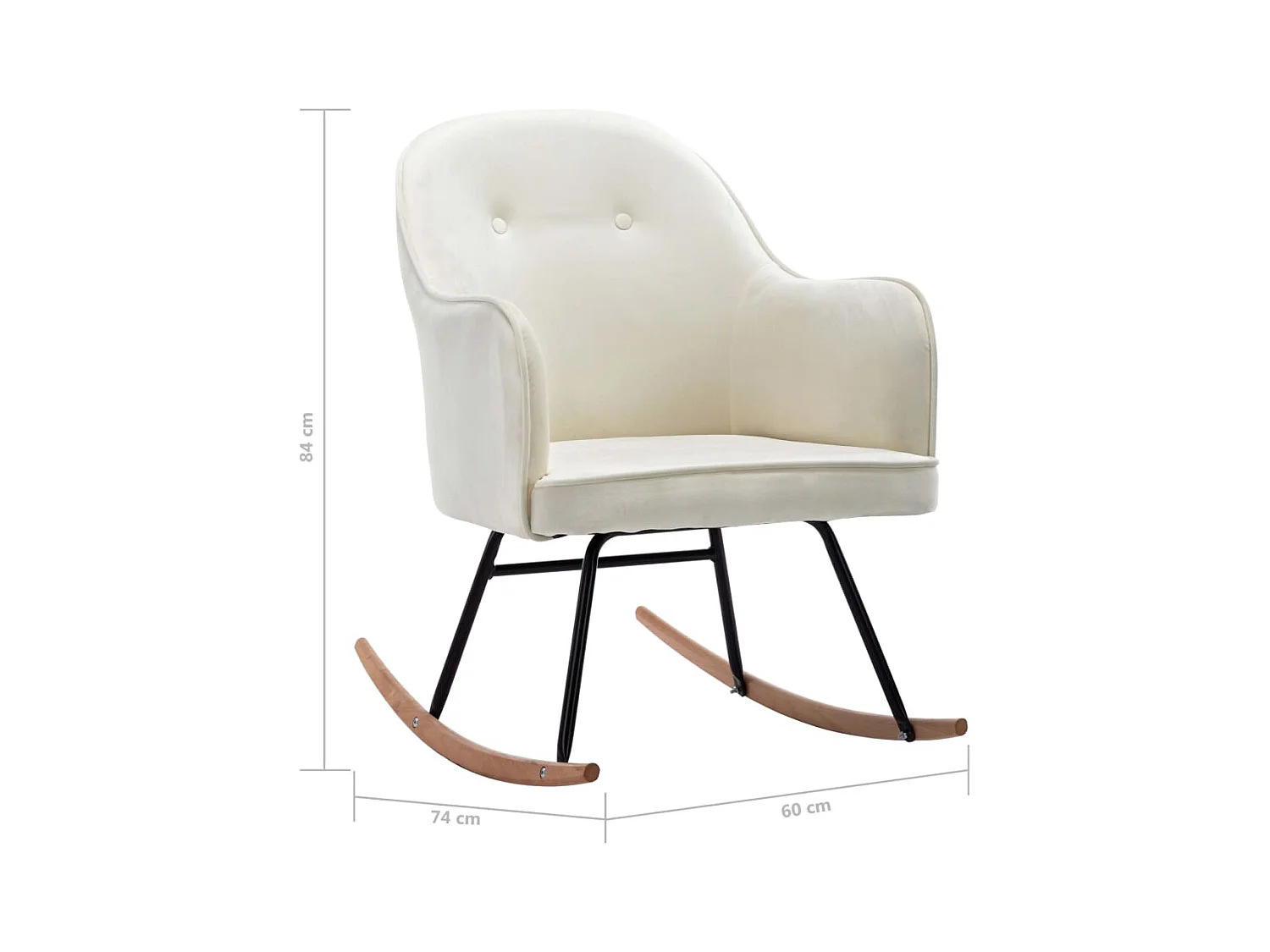 Sedia a dondolo in velluto bianco crema