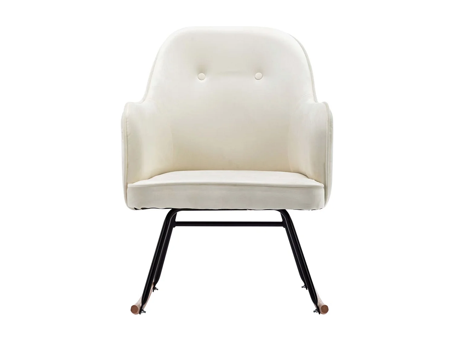 Sedia a dondolo in velluto bianco crema