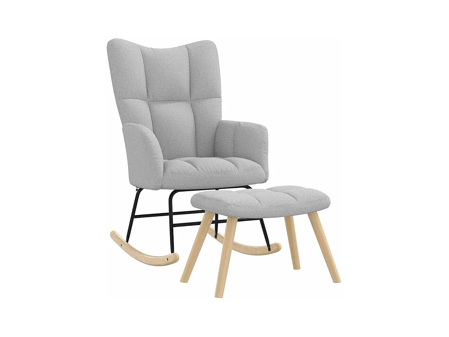 Chaise à bascule avec repose-pied gris nuage tissu