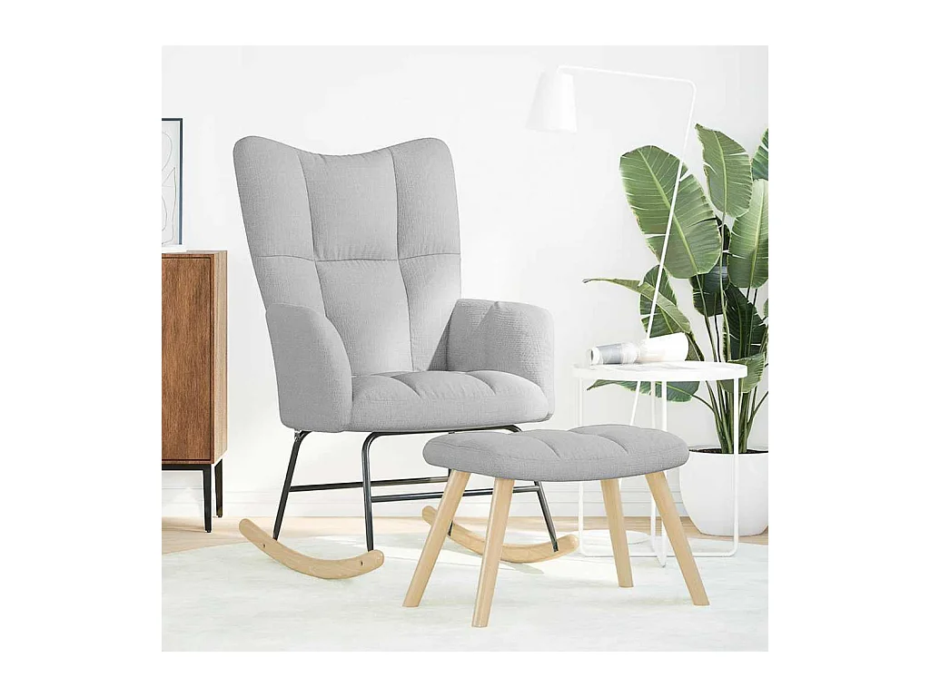 Chaise à bascule avec repose-pied gris nuage tissu