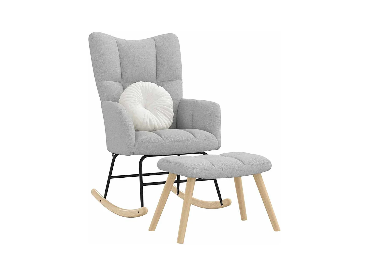 Chaise à bascule avec repose-pied gris nuage tissu