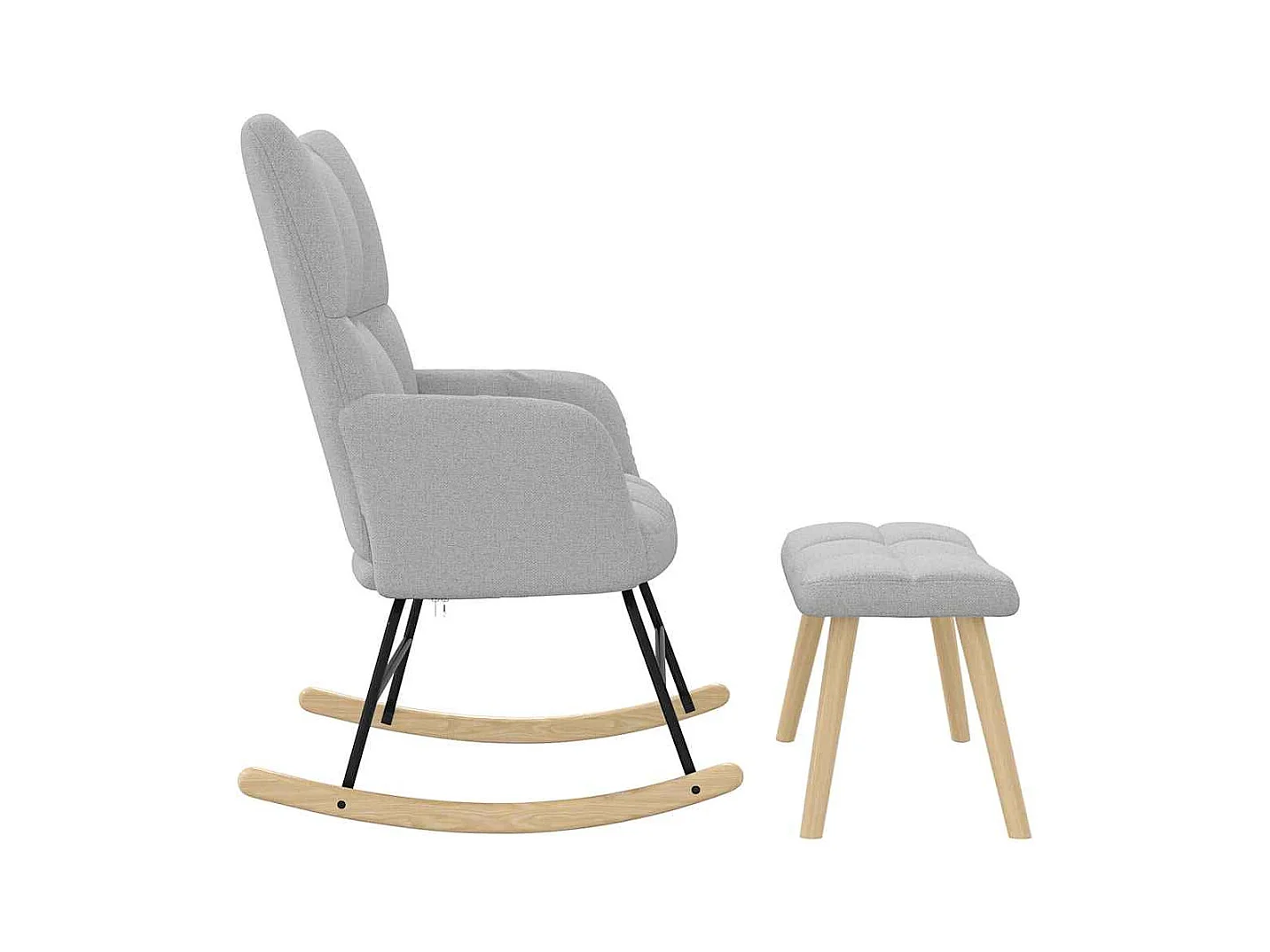 Chaise à bascule avec repose-pied gris nuage tissu