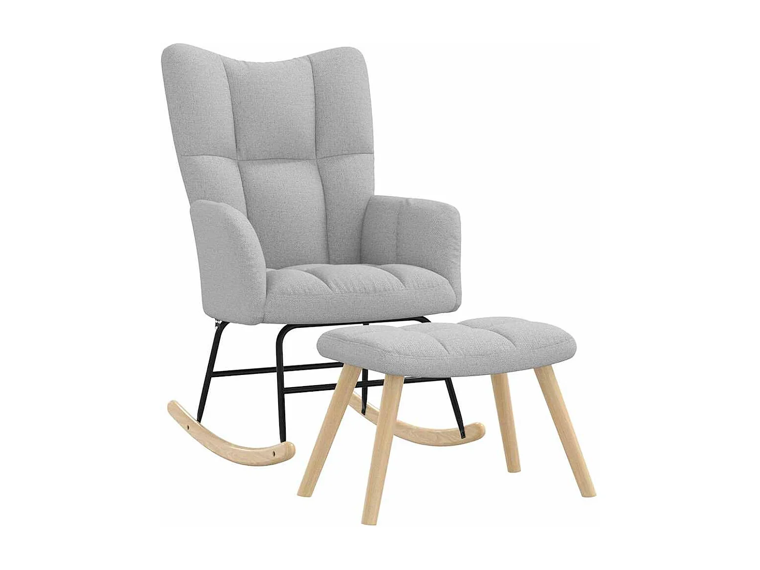 Chaise à bascule avec repose-pied gris nuage tissu